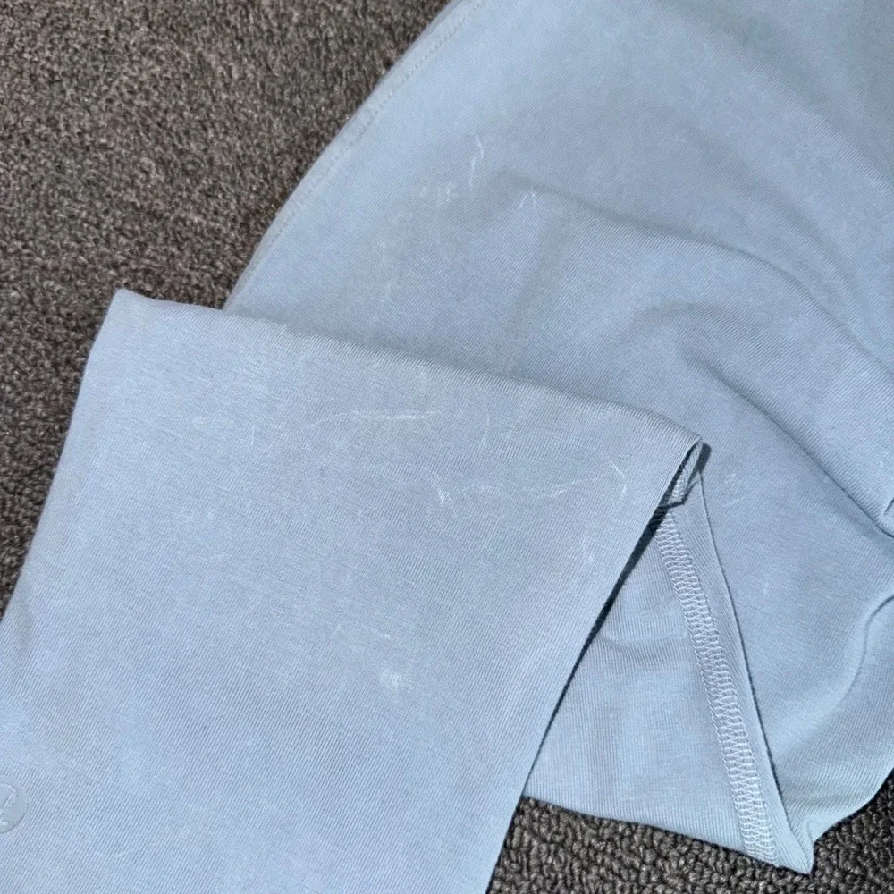 Lululemon High Rise Ruched Leggings Light Blue Cotton Blend Size 6 Gorpcore